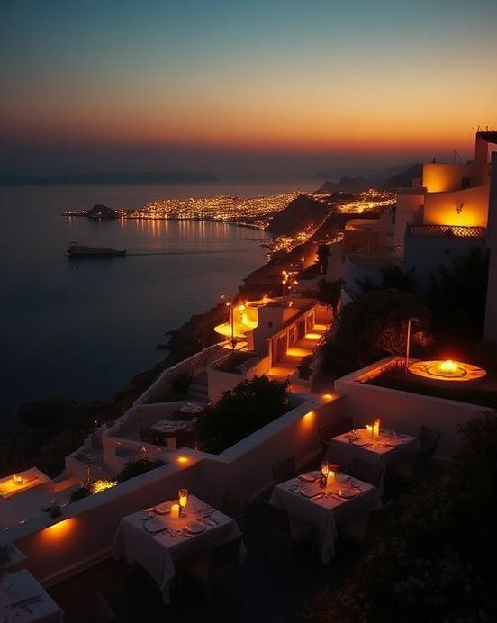 Evening dining setting in Ibiza