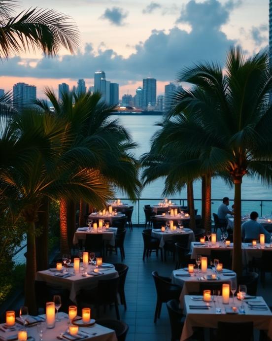 Evening dining setting in Miami