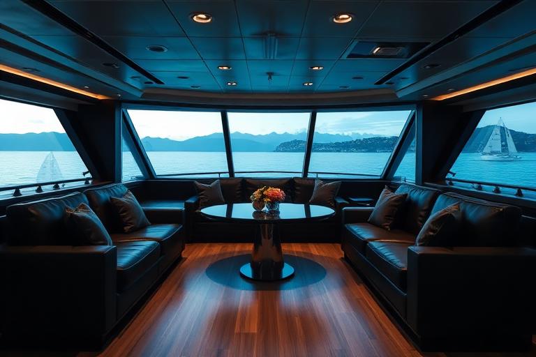 Yacht salon arranged for a corporate meeting